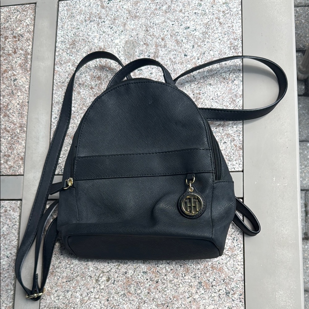 Tommy Hilfiger Black Backpack with Gold Accents
